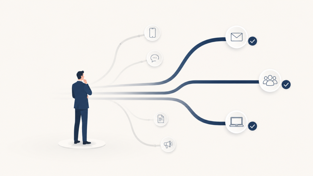 Illustration représentant le choix des réseaux sociaux pour une entreprise.